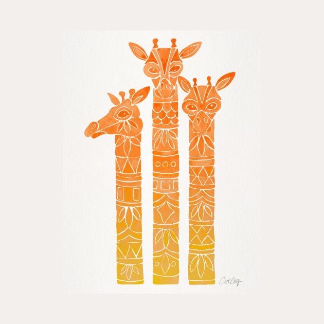 Giraffes Orange Ombre by CatCoq