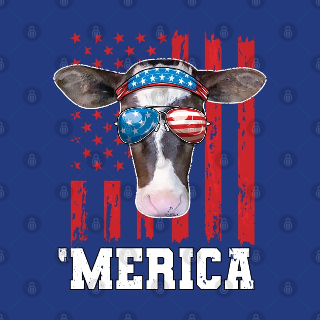 Cow 4th of July Merica American Farmer by Pennelli Studio