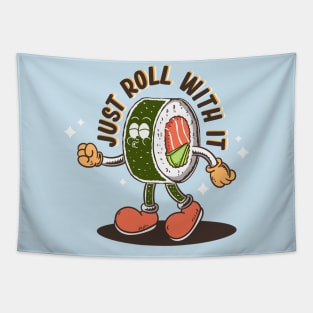 sushi  roll retro cartoon Tapestry