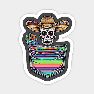 Colorful Mexican Skeleton Mariachi Pocket Serape Mexican holiday Magnet