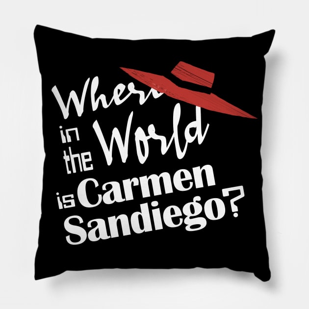 Where in the World is...? text Pillow by ManuLuce