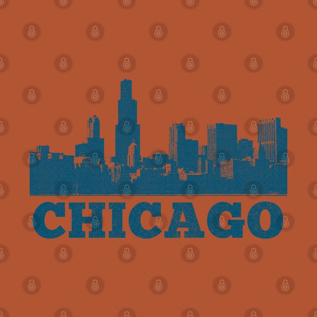 Chicago Skyline // Retro Vintage Faded Style Design by DankFutura