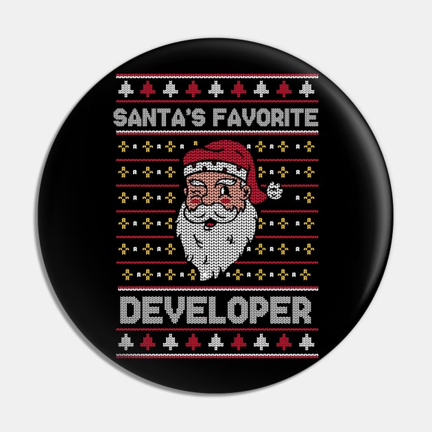 Santa's Favorite Developer // Funny Ugly Christmas Sweater // Developer Holiday Xmas Pin by Now Boarding