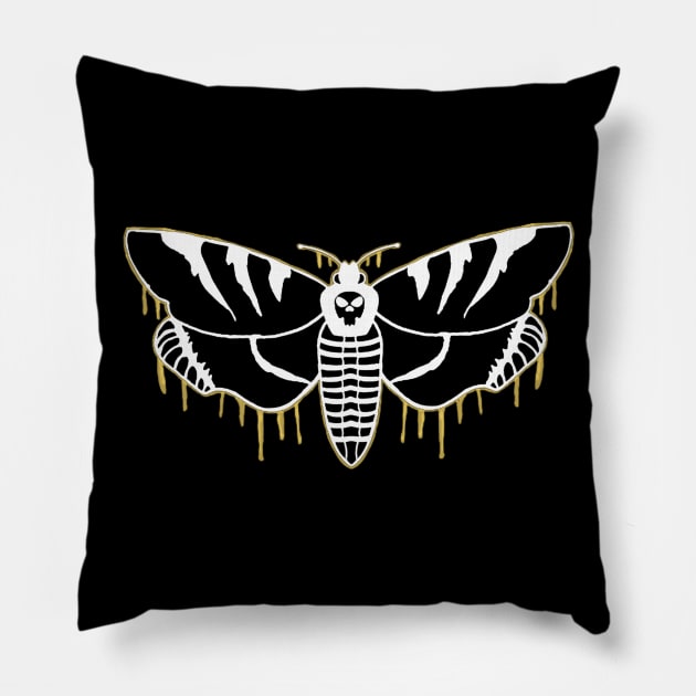 White Moth of Death Dripping Pillow by Uqhkenzie