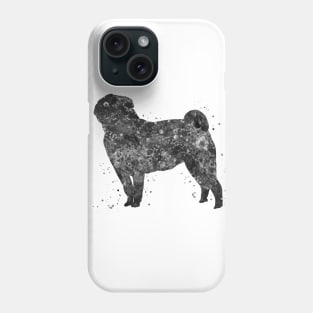 pug dog black and white art Phone Case