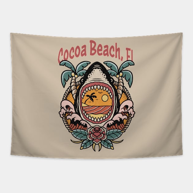 Cocoa Beach Florida East Coast Beaches Surf Surfing Tapestry by Sassee Designs