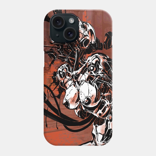 Hacked puppets 4 black shirt filled background Phone Case by atomcyber