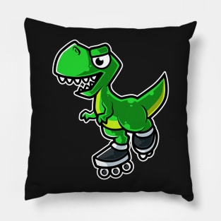 Dinosaur Tyrannosaurus Rex Retro Roller Skate graphic Pillow