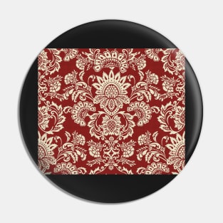Damask Vintage Red and White Pin