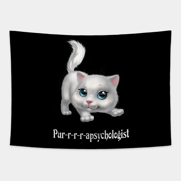 Purrrapsychologist-Parapsychology Cute Cat Tapestry by TraditionalWitchGifts