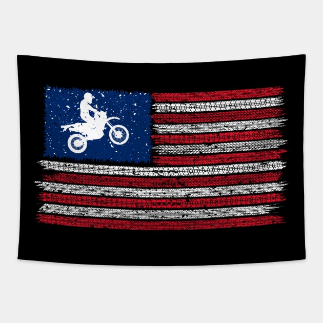 Dirtbike American Flag Design Tapestry by Brobocop