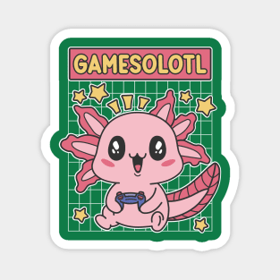 Gamesolotl Kawaii Baby Axolotl Playing Video Games Magnet