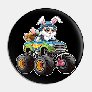 Happy Easter Monster Truck - funny bunny trucker Pin