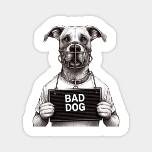 Muzzled Bad Dog Jail Mugshot Illustration Magnet