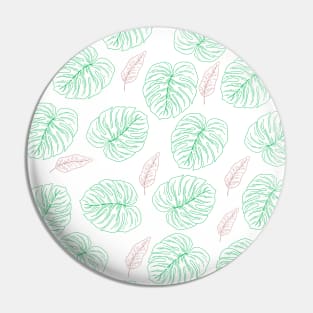 Tropical Leaves and Feathers Pastel Pattern Pin