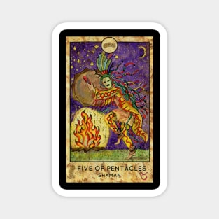 Five Of Pentacles. Minor Arcana Tarot Card Design. Magnet