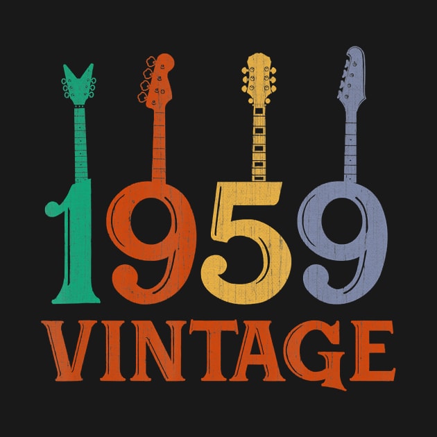 61th Birthday Gift Vintage 1959 Tee Guitar T-Shirt by Hot food