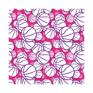 Pink and White Basketball Pattern T-Shirt