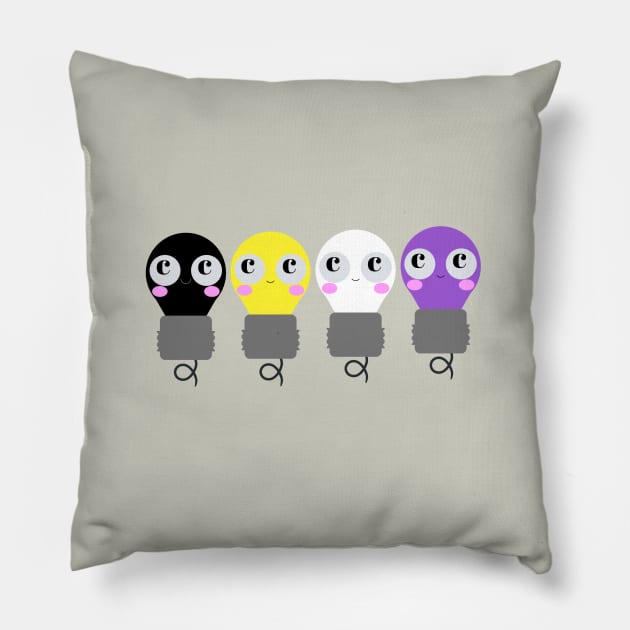 Nonbinary Light Bulbs LGBTQ Cute Quirky Pride Pillow by luxandbaulb