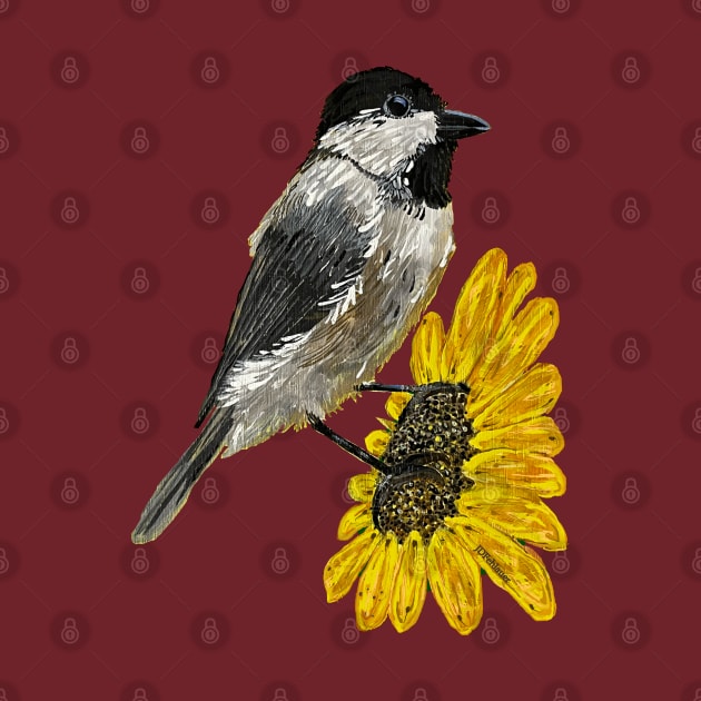 Summertime Sunflower With A Chickadee by JDFehlauer