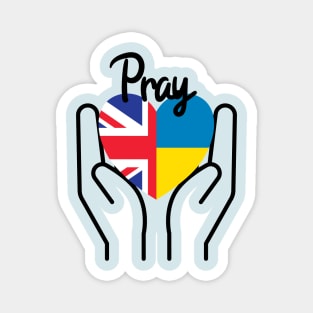 Pray For Ukraine, Pray For Peace, UK Supports Ukraine, UK Stands With Ukraine, Heart With Combined Flags Magnet