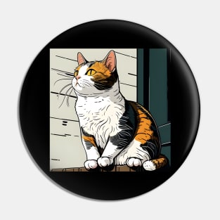 Cat Sitting By The Window - Happy Cute Cats Pin