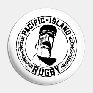 Easter Island Head Rugby Fan - White Text Pin