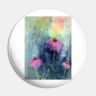 Coneflower Mixed Media Art Pin