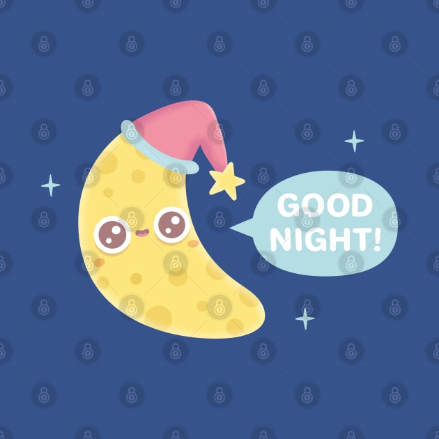 Cute Crescent Moon Says Good Night by rustydoodle