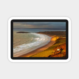 Burry Holms and Llangennith with the Old Vicarage from Rhossili Down, Gower, Wales Magnet