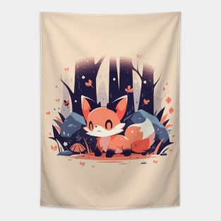 A cute little fox in the forest Tapestry