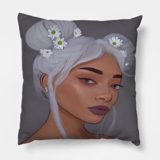 girl in grey Pillow