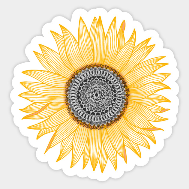 Download Golden Sunflower Mandala - Sunflower - Sticker | TeePublic