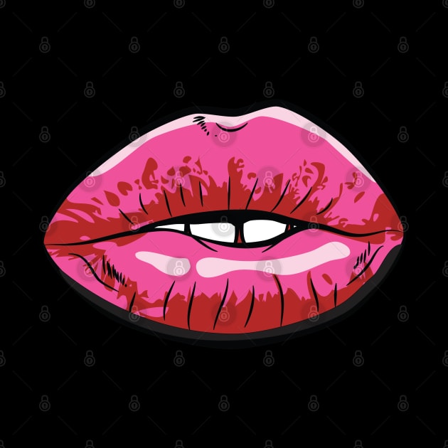 Womens Hot Pink Sexy Pop Art Lips by atomguy