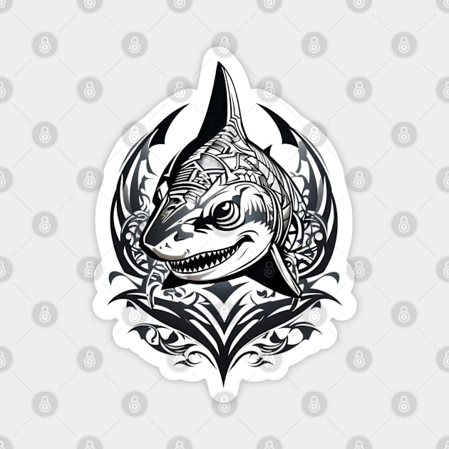 simple tribal shark tattoo design Magnet by design19970