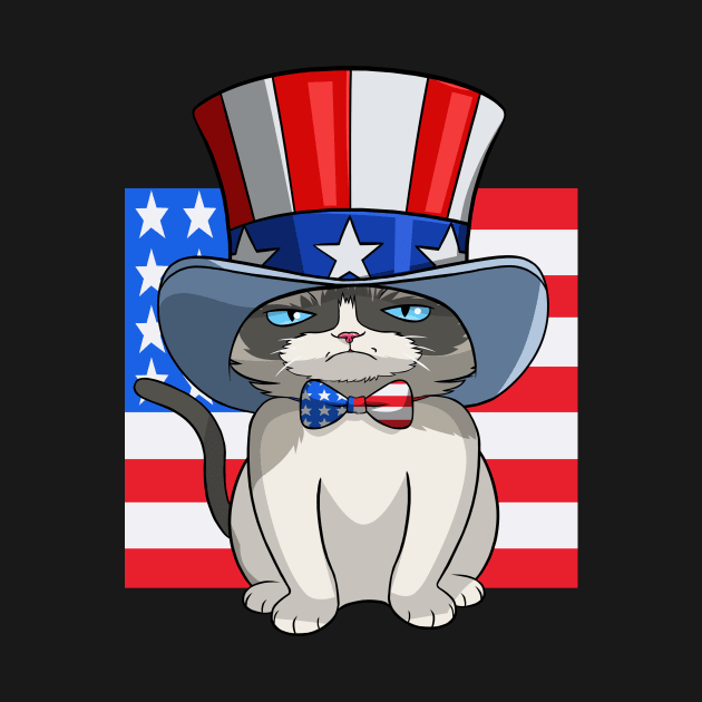 Exotic Shorthair Cat 4th Of July USA Flag by Noseking