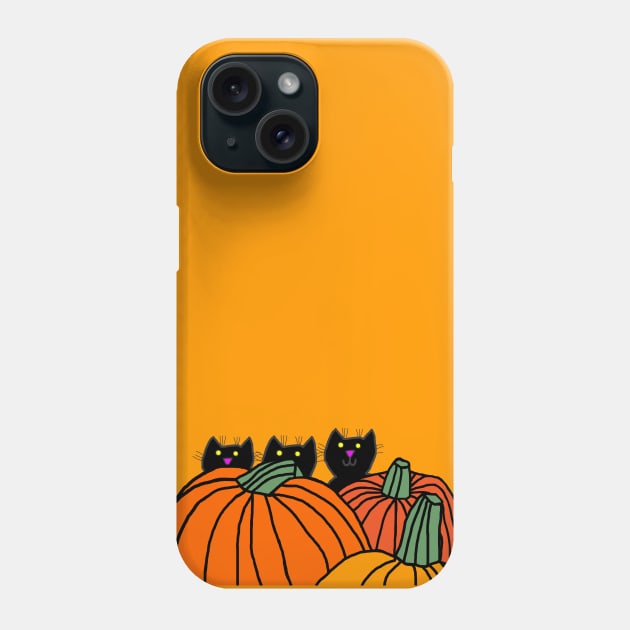 Kittens hiding in the Pumpkin Pile for Halloween Phone Case by ellenhenryart