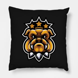 Head bulldog king mascot illustration Pillow