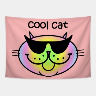 Cool Cat 2 - Pastel Rainbow Tapestry