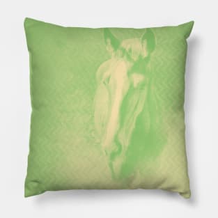 Horse emerging from the alien green mist Pillow