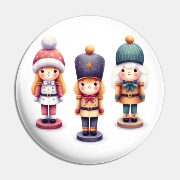 Neutral Christmas Nutcracker Dolls - Winter Coats Pin by Star Fragment Designs