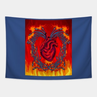 Flames Burning Heart On Fire Tapestry