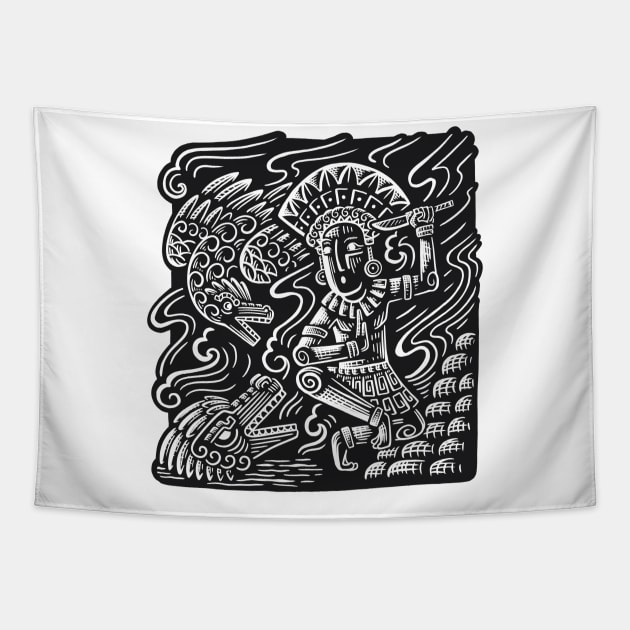 Ethnic Mayan Hunter Tapestry by MANASUKA