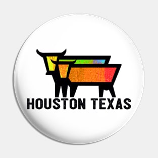 Texas Travel Vintage Cows Bulls Houston Pin