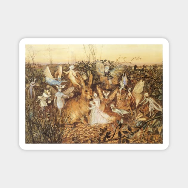 Vintage Fairy Tales, Rabbit Among the Fairies by John Anster Fitzgerald Magnet by MasterpieceCafe