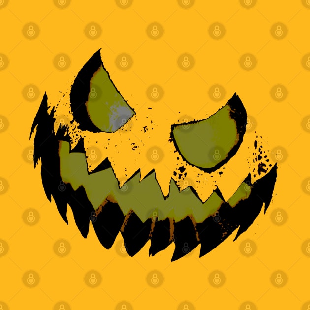 Scary Halloween Evil Laughing Yellow Orange Black Jack-O-Lantern by Black Ice Design