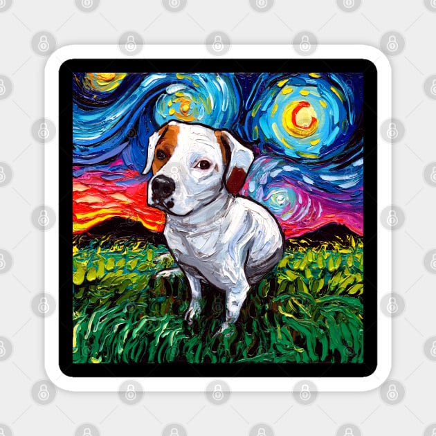 Pitbull Mix Starry Night Magnet by sagittariusgallery