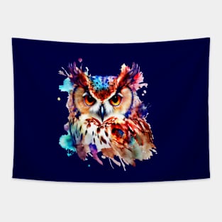 Owl Colourful Art | Watercolor Painting of the Owl Tapestry