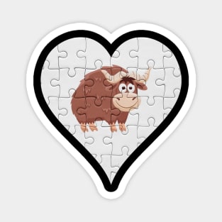 Jigsaw  Yak Heart Design - Wild Animal Yak Magnet