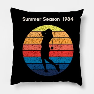 Summer Season 1984 Retro Golf Outdoor Sports Retro Sunset Design Pillow